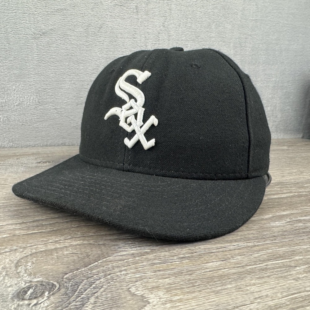 New Era Hat Cap Fitted Mens 7 1/4 Black White Sox MLB 59FIFTY CoolBase